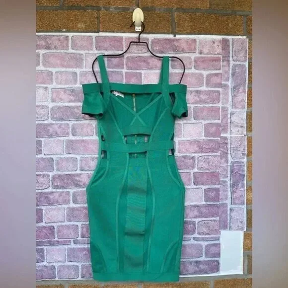 House of CB Caltina Bandage Mesh Bardot Cut out Mini Dress Size Small - Picture 2 of 13